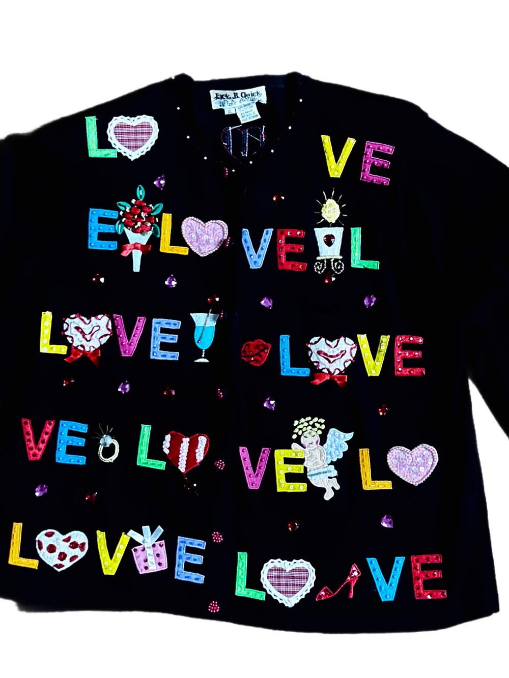 Jack B. Quick ~ X-Large ~ Multi-Colors ~ Valentine ~ Beaded ~ Cardigan Sweater - Picture 2 of 16